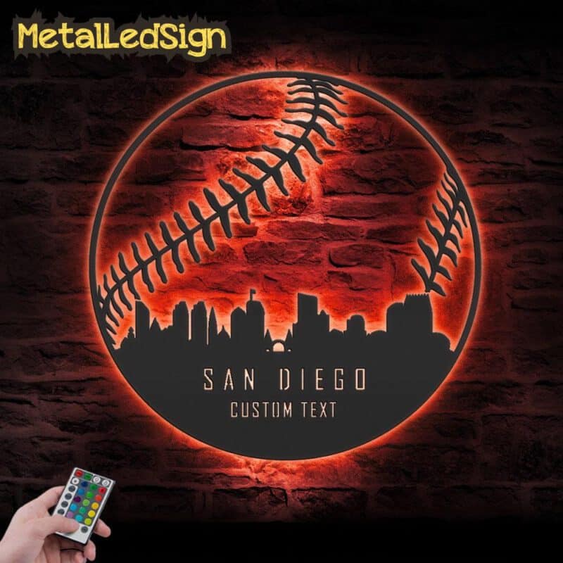 Custom-San-Diego-Skyline-Baseball-Metal-Wall-Art-Led-Light-5