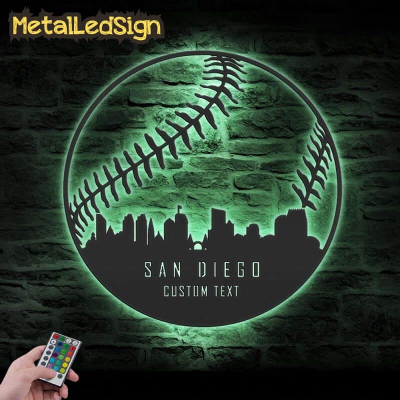 Custom-San-Diego-Skyline-Baseball-Metal-Wall-Art-Led-Light-7