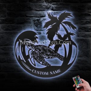 Custom-Sea-Turtle-Palm-Tree-Metal-Wall-Art-Led-Light-3