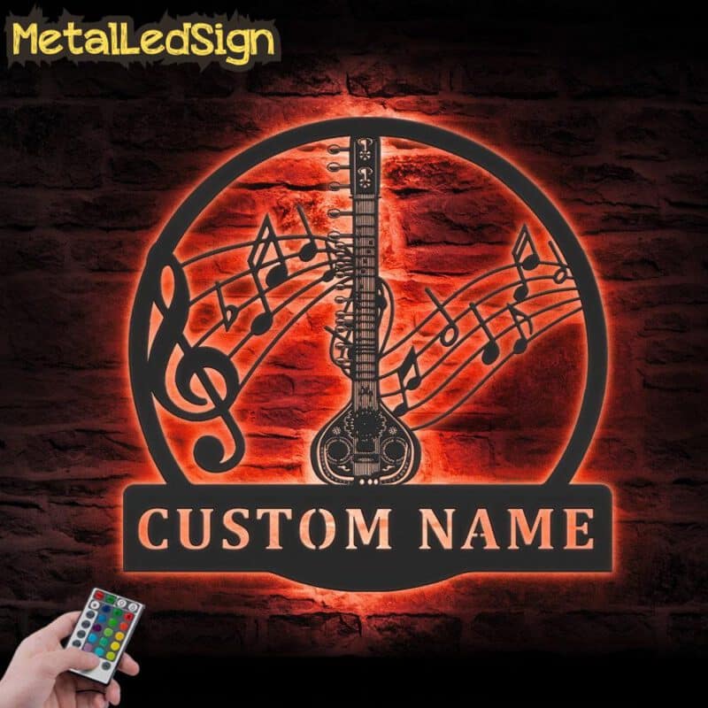 Custom-Sitar-Indian-Musical-Instrument-Metal-Wall-Art-LED-Light-5-1.jpg