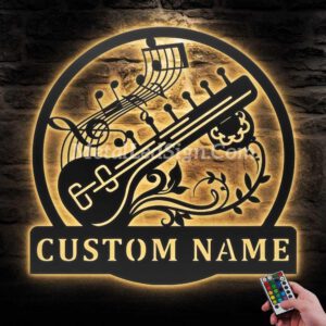 Custom-Sitar-Musical-Instrument-Metal-Wall-Art-Led-Light-Images-1