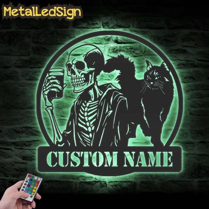 Custom-Skeleton-Coffee-Black-Cat-Metal-Wall-Art-LED-Light-7.jpg