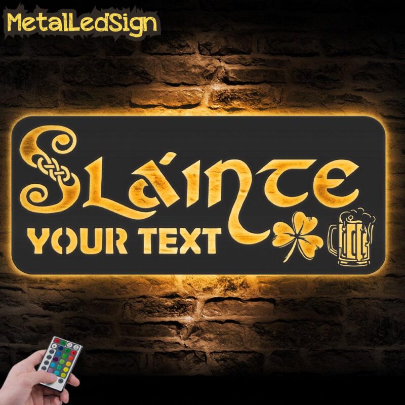 Custom-Slainte-Clover-Metal-Wall-Art-LED-Light-5.jpg