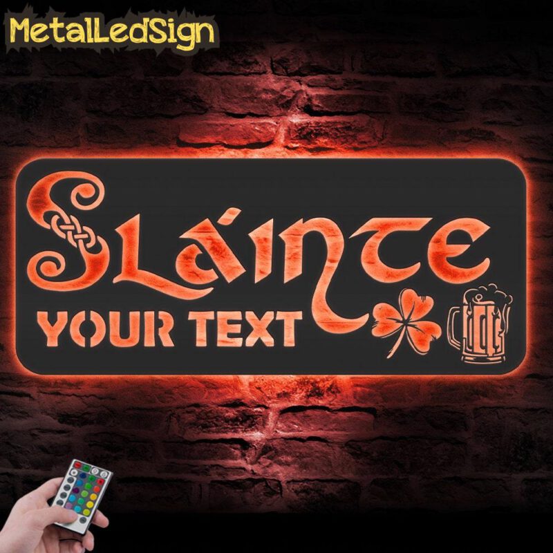 Custom-Slainte-Clover-Metal-Wall-Art-LED-Light-7.jpg