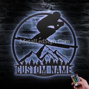 Custom-Snow-Downhill-Skiing-Winter-Sport-Metal-Wall-Art-Led-Light-3