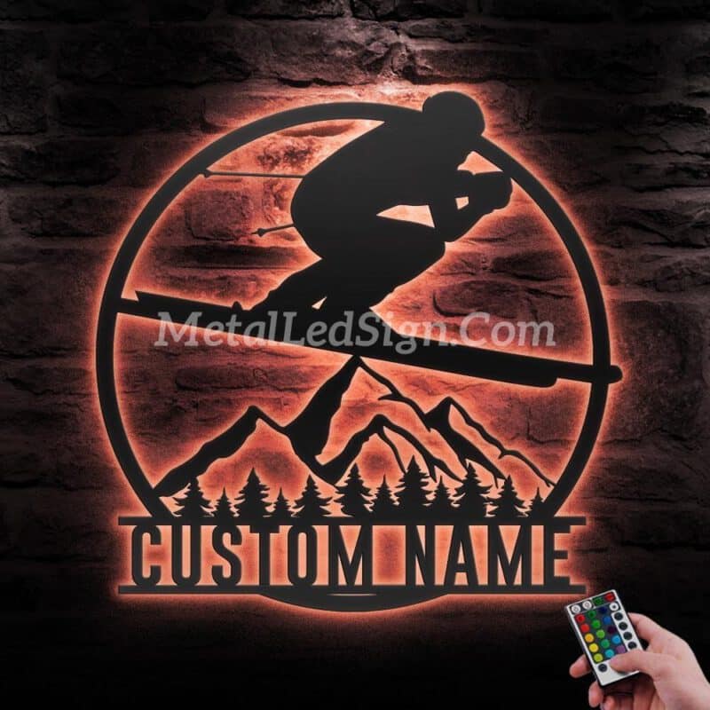 Custom-Snow-Downhill-Skiing-Winter-Sport-Metal-Wall-Art-Led-Light-5