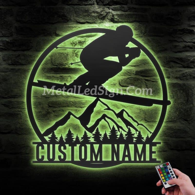 Custom-Snow-Downhill-Skiing-Winter-Sport-Metal-Wall-Art-Led-Light-6