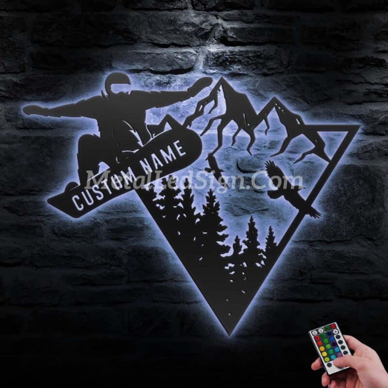 Custom-Snowboarding-Metal-Wall-Art-Led-Light-3-4