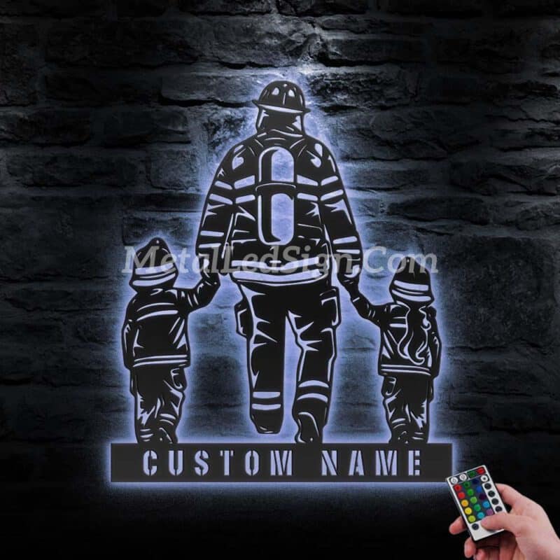 Custom-Son-Father-Daughter-Firefighter-Metal-Wall-Art-Led-Light-3