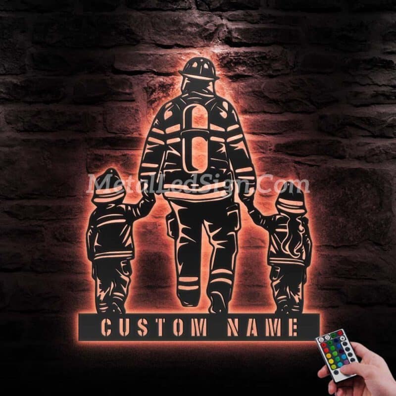 Custom-Son-Father-Daughter-Firefighter-Metal-Wall-Art-Led-Light-6