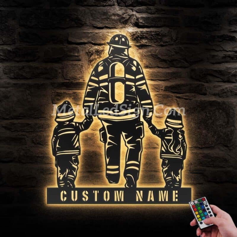 Custom-Son-Father-Daughter-Firefighter-Metal-Wall-Art-Led-Light-Images