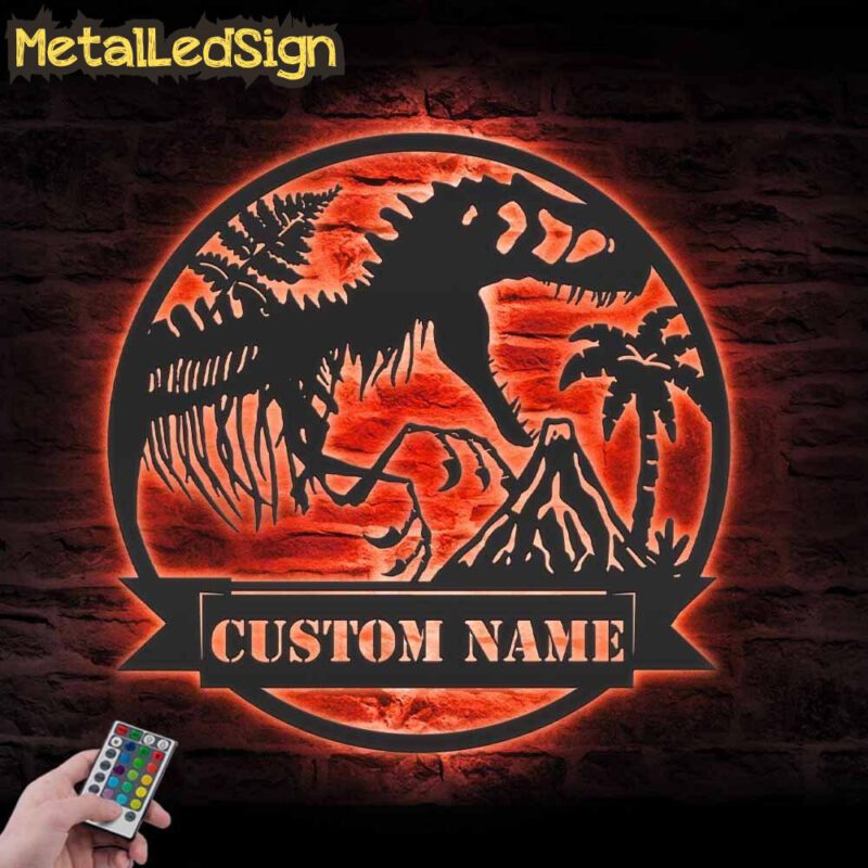 Custom-T-Rex-Tyrannosaurus-Dinosaur-Metal-Wall-Art-LED-Light-7.jpg