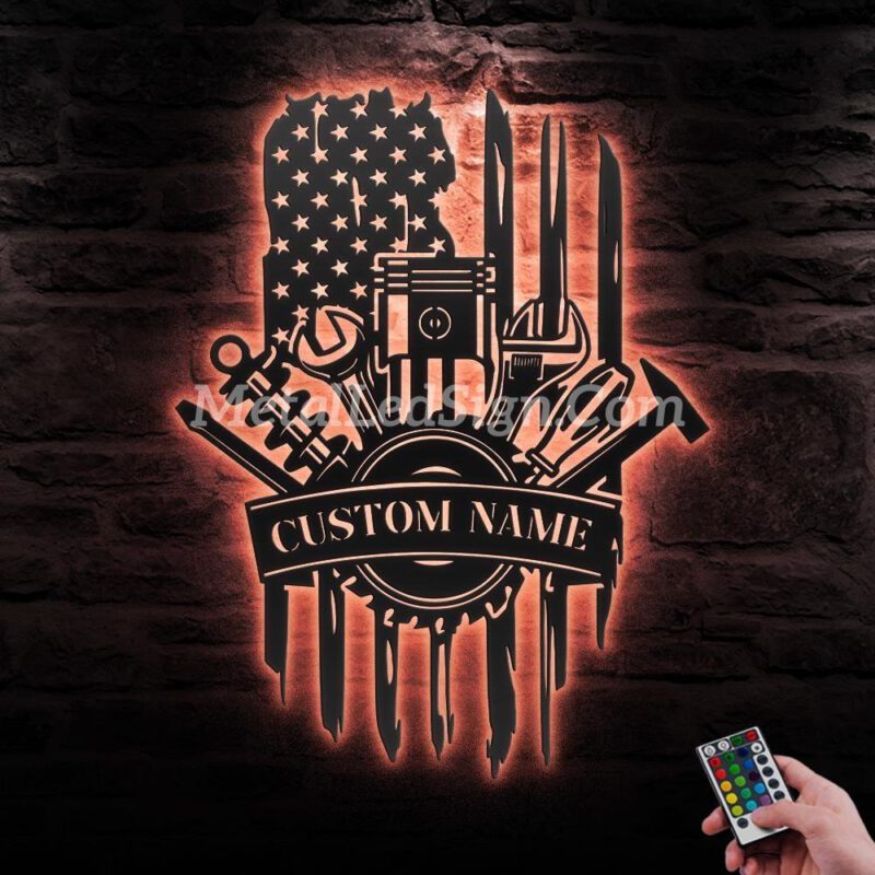 Custom-Tool-Repair-Us-Flag-Metal-Wall-Art-Led-Light-2