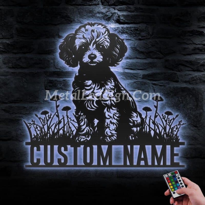 Custom-Toy-Poodle-Metal-Wall-Art-Led-Light-3-1