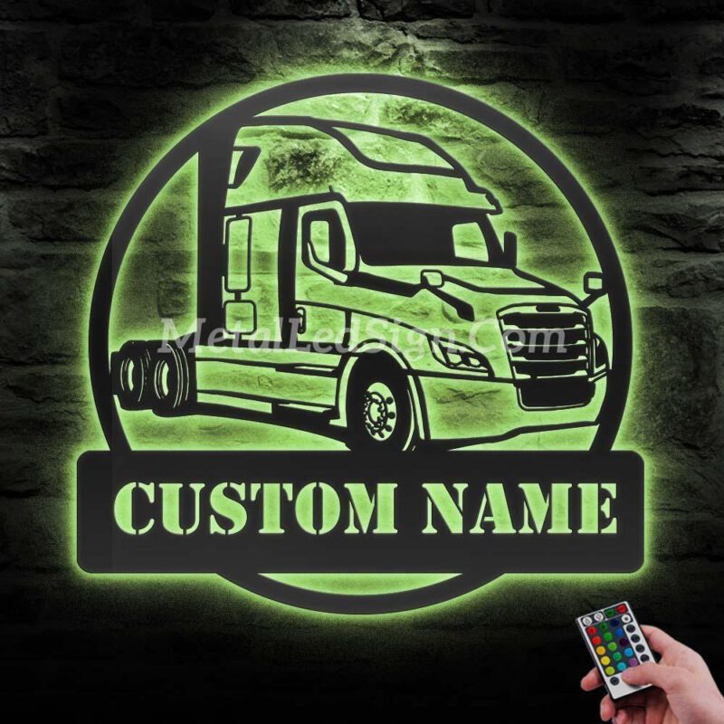 Custom-Us-Cascadia-Truck-Driver-Metal-Wall-Art-Led-Light-6