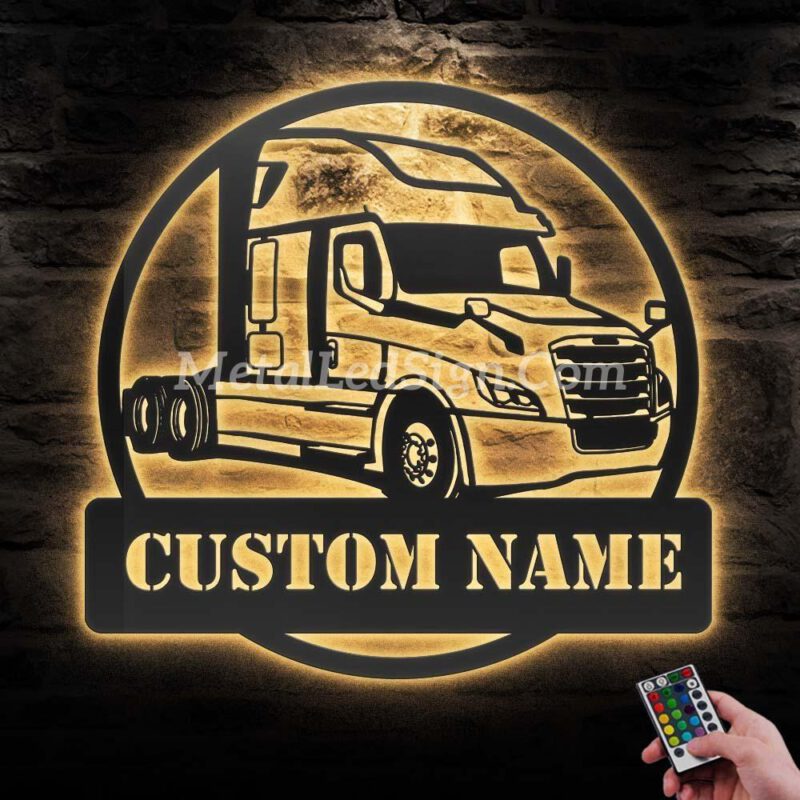 Custom-Us-Cascadia-Truck-Driver-Metal-Wall-Art-Led-Light-Images-3