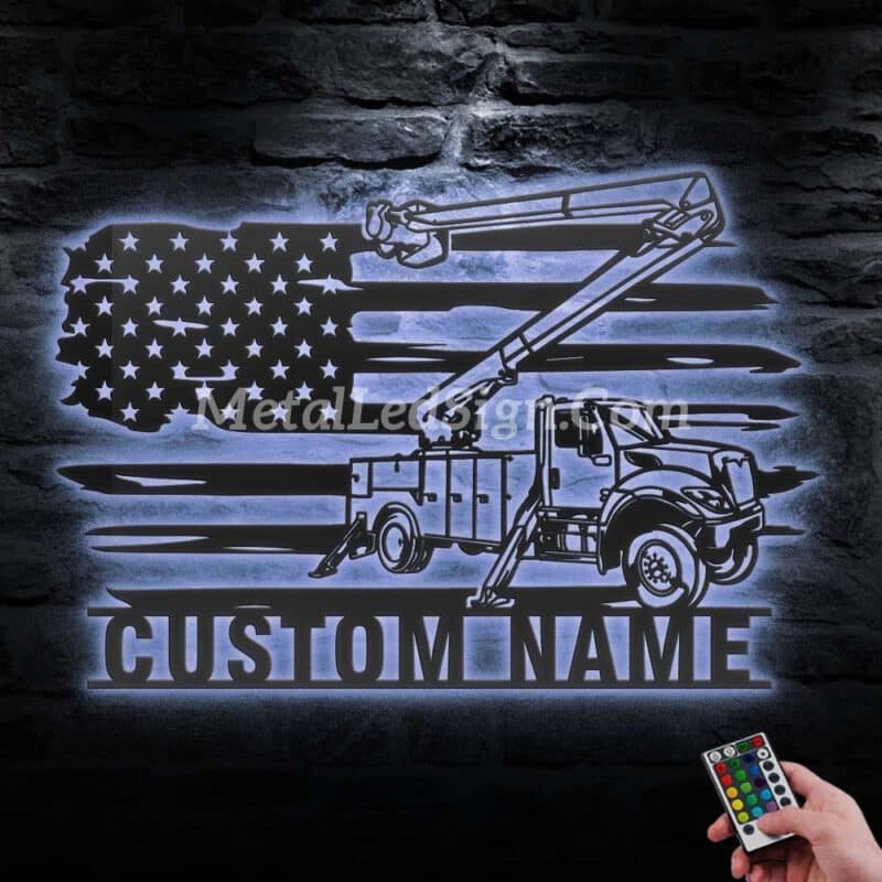 Custom-Us-Lineman-Bucket-Truck-Driver-Metal-Wall-Art-Led-Light-3-1