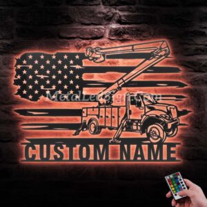 Custom-Us-Lineman-Bucket-Truck-Driver-Metal-Wall-Art-Led-Light-6