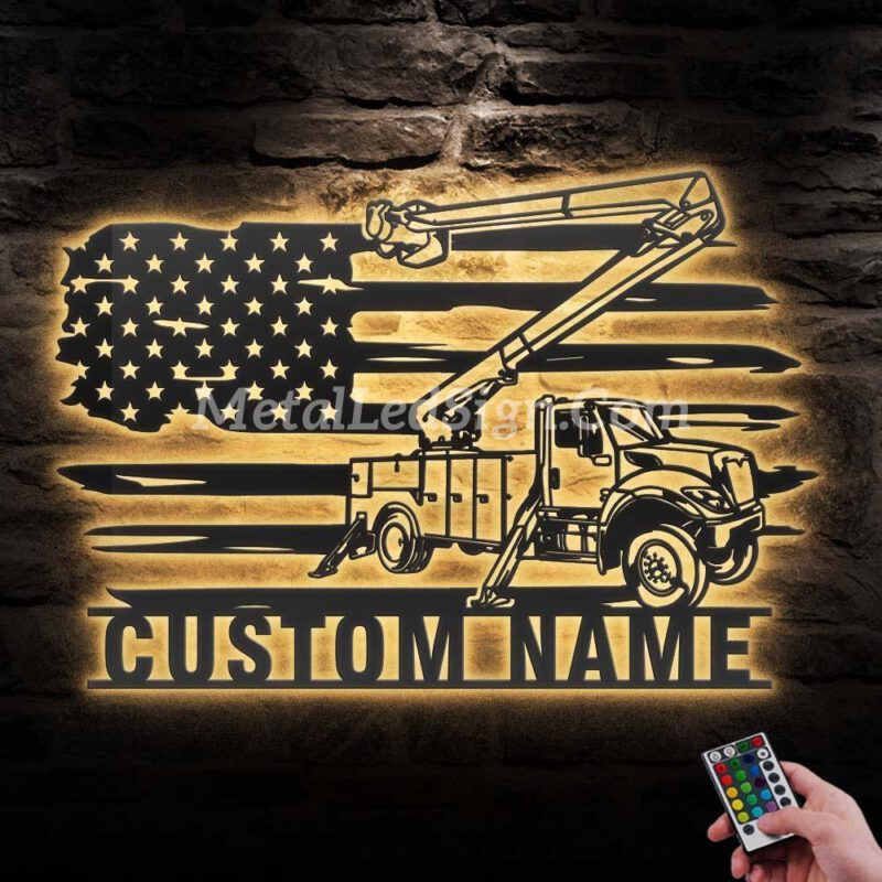 Custom-Us-Lineman-Bucket-Truck-Driver-Metal-Wall-Art-Led-Light-Images-1