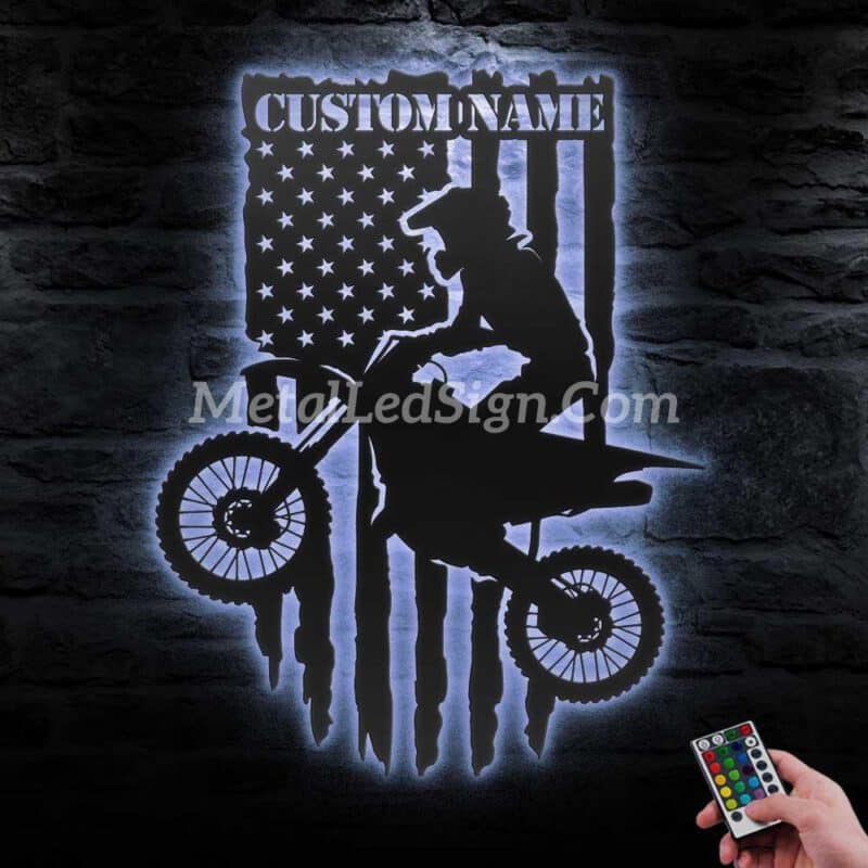 Custom-Us-Motocross-Biker-Metal-Wall-Art-Led-Light-3-3