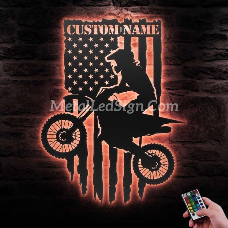 Custom-Us-Motocross-Biker-Metal-Wall-Art-Led-Light-6-1