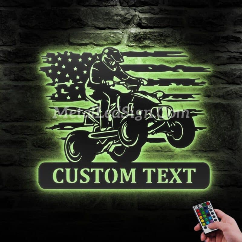 Custom-Us-Quad-Biker-Metal-Wall-Art-Led-Light-6