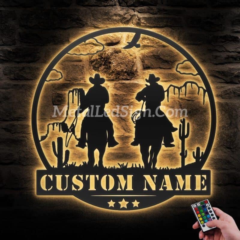 Custom-Western-Cowboy-Texas-Metal-Wall-Art-Led-Light-Images-1