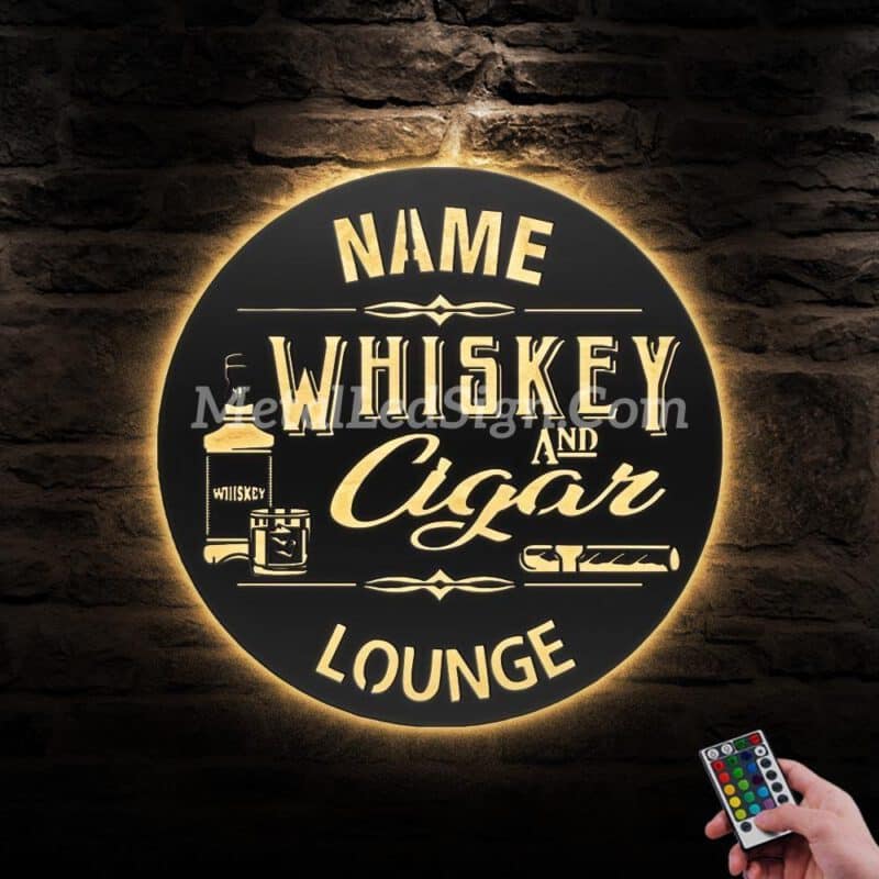 Custom-Whiskey-And-Cigar-Lounge-Metal-Wall-Art-Led-Light-Images