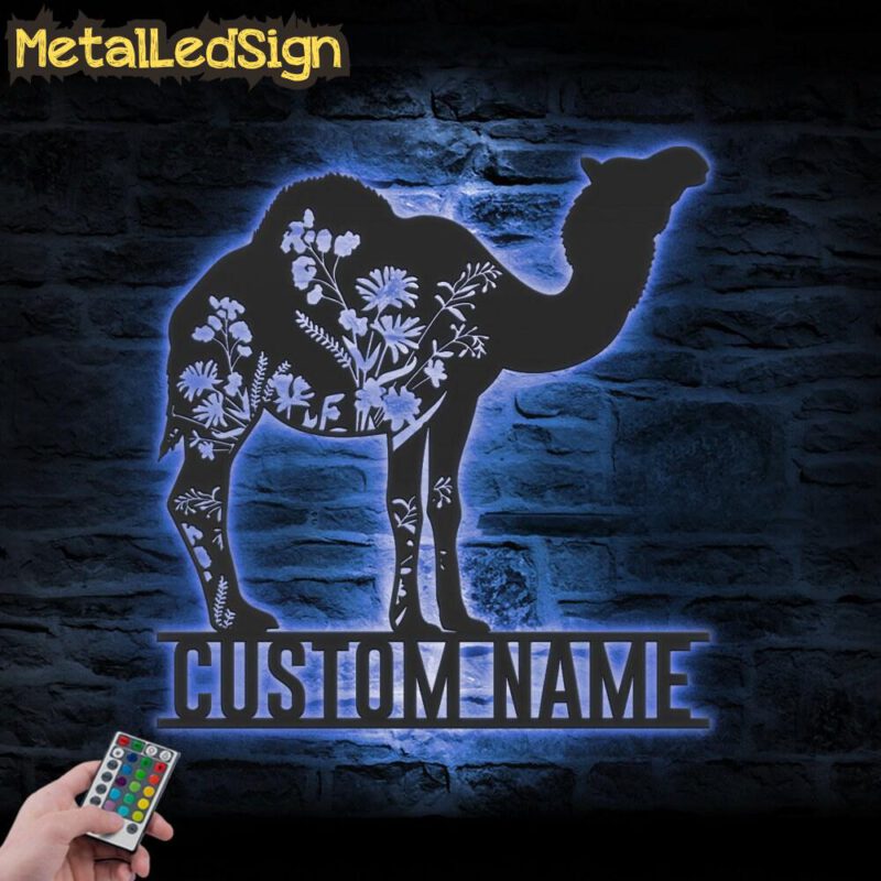 Custom-Wild-Flower-Dromedary-Camel-Metal-Wall-Art-LED-Light-3.jpg