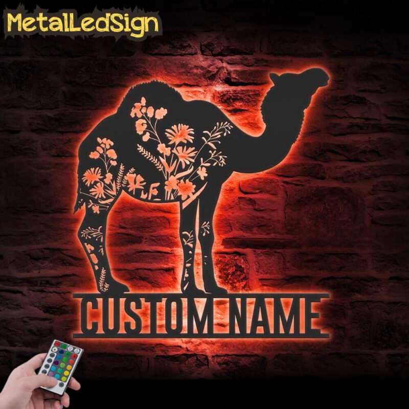 Custom-Wild-Flower-Dromedary-Camel-Metal-Wall-Art-LED-Light-5.jpg