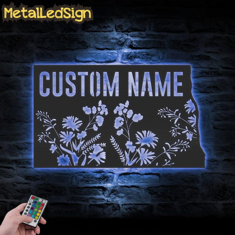 Custom-Wild-Flower-North-Dakota-State-Metal-Wall-Art-LED-Light-3.jpg