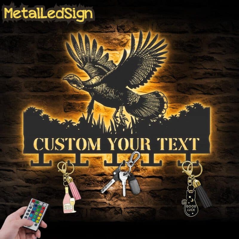 Custom-Wild-Turkey-Key-Holder-Metal-Wall-Art-LED-Light-Images