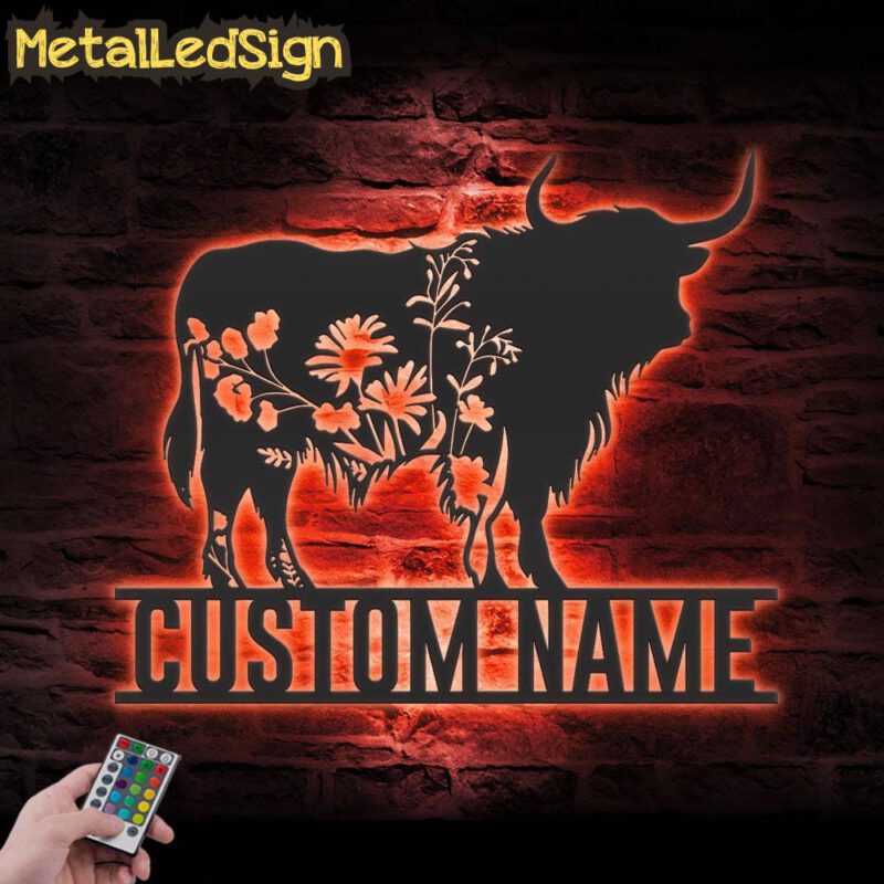 Custom-WildFlower-Highland-Cow-Metal-Wall-Art-LED-Light-5.jpg