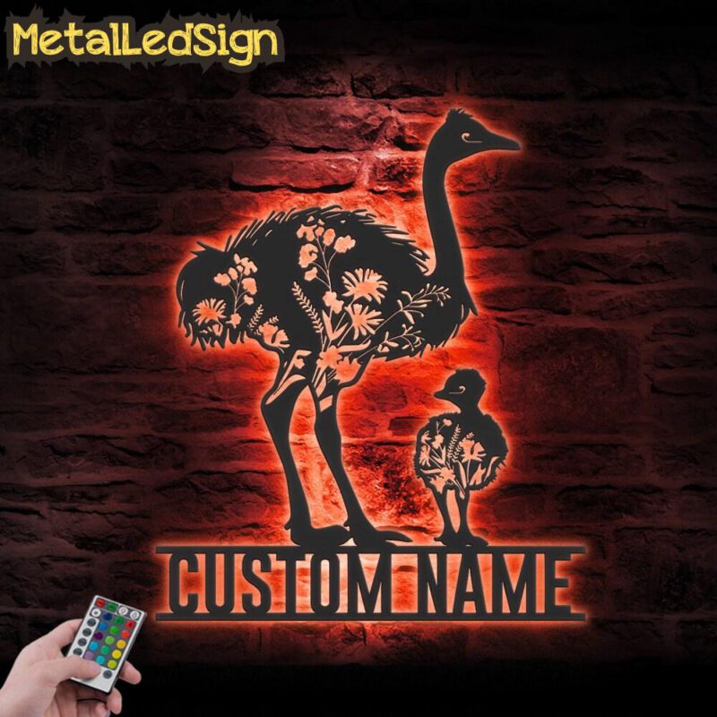 Custom-WildFlower-Ostrich-Mom-Child-Metal-Wall-Art-LED-Light-5.jpg