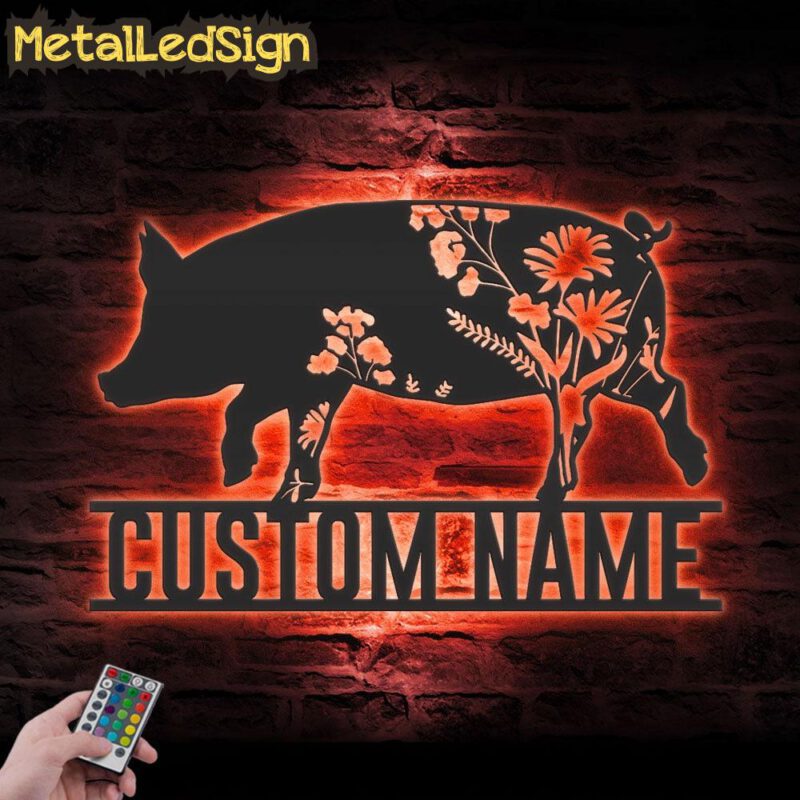 Custom-WildFlower-Pig-Metal-Wall-Art-LED-Light-5.jpg