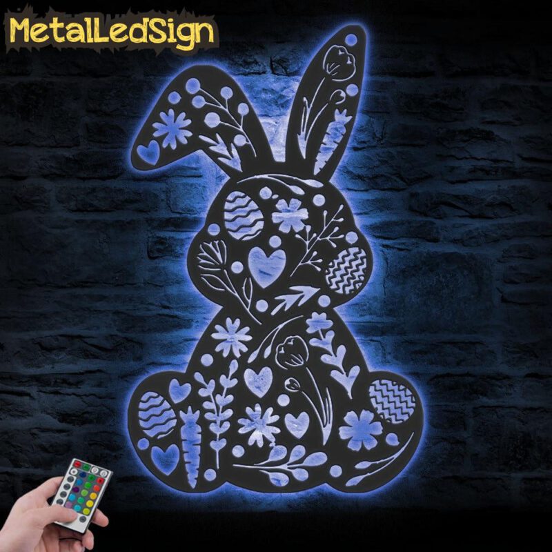 Cute-Floral-Rabbit-Metal-Wall-Art-LED-Light-3.jpg