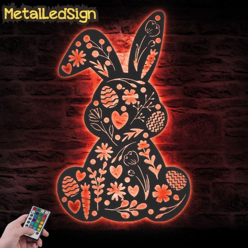 Cute-Floral-Rabbit-Metal-Wall-Art-LED-Light-5.jpg