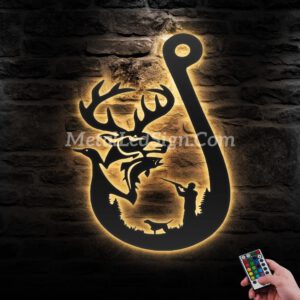 Deer-Duck-And-Fish-Hunting-Metal-Wall-Art-Led-Light-Images-1