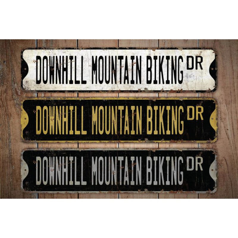 Downhill-Mountain-Biking-Premium-Quality-Rustic-Metal-Sign-Images