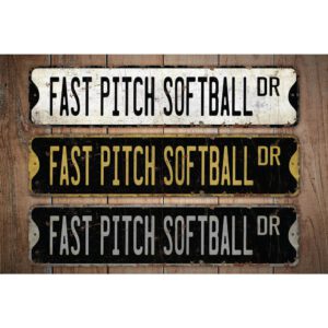 Fast-Pitch-Softball-Premium-Quality-Rustic-Metal-Sign-Images