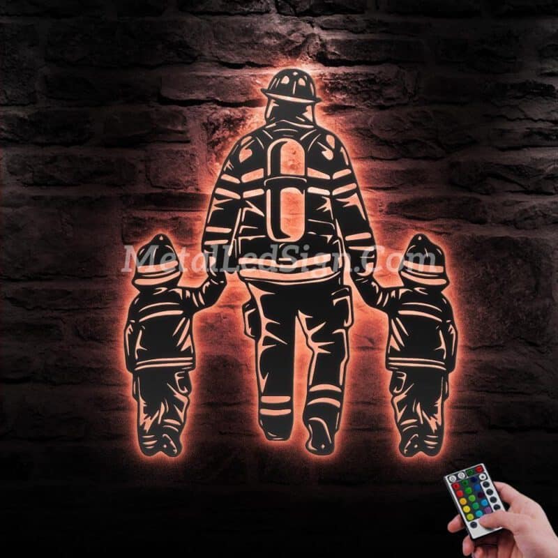 Father-Son-Firefighter-Metal-Wall-Art-Led-Light-6