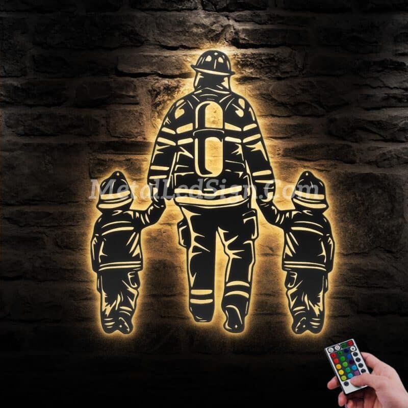 Father-Son-Firefighter-Metal-Wall-Art-Led-Light-Images-2