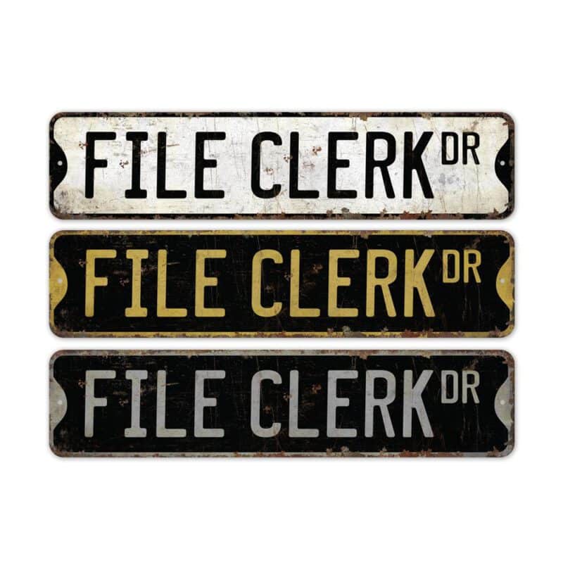 File-Clerk-Premium-Quality-Rustic-Metal-Sign-2