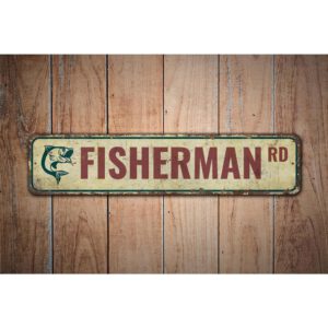 Fisherman-Road-Sign-Premium-Quality-Rustic-Metal-Sign-Images