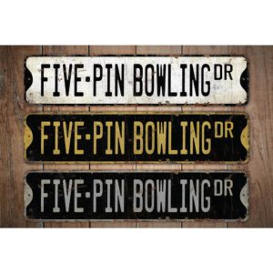 Five-Pin-Bowling-Premium-Quality-Rustic-Metal-Sign-Images