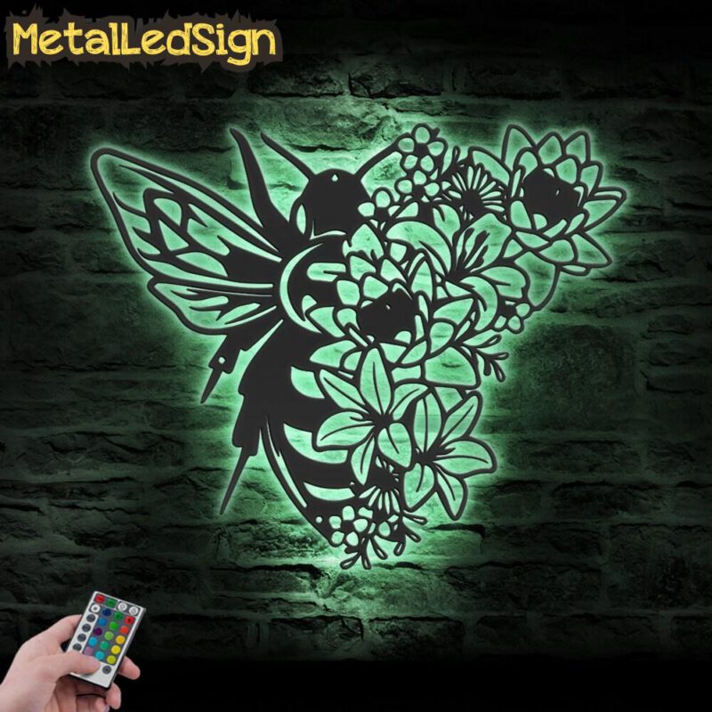 Floral-Bee-Metal-Wall-Art-LED-Light-7.jpg