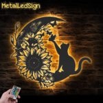 Floral-Cat-on-The-Crescent-Moon-Sunflower-Metal-Wall-Art-with-LED-Light-Images