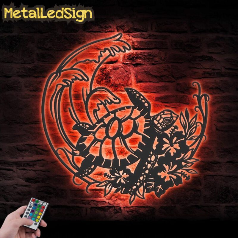 Floral-Turtle-With-Wave-Metal-Wall-Art-LED-Light-5.jpg