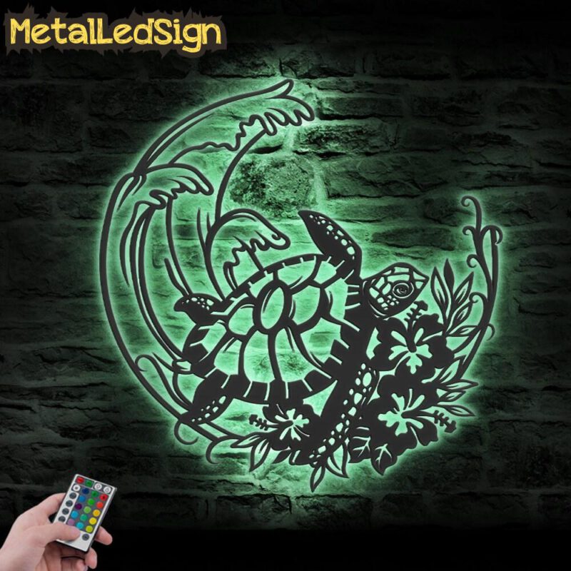 Floral-Turtle-With-Wave-Metal-Wall-Art-LED-Light-7.jpg