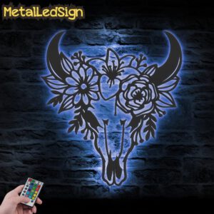 Flower-Cow-Skull-Farmhouse-Metal-Wall-Art-LED-Light-3.jpg